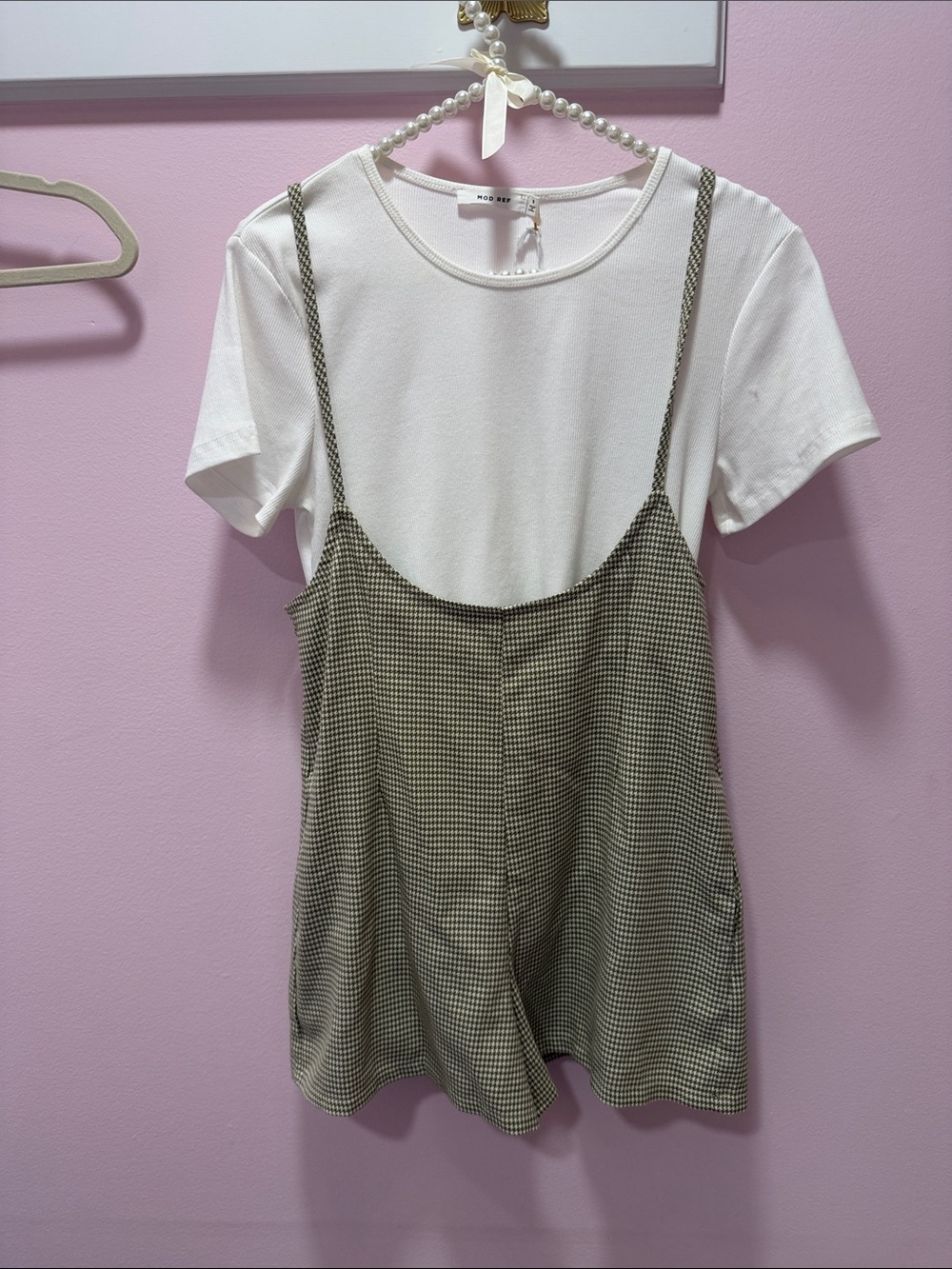 Olive Check Cami shorts Layer